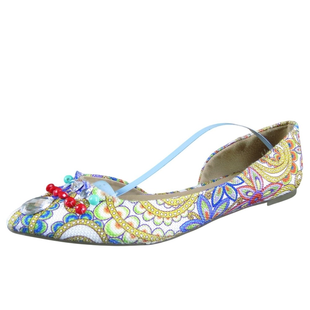 JustFab Women Angelique Flat Multicolor‎ Fabric Sz 10 Medium Gently Used 2025